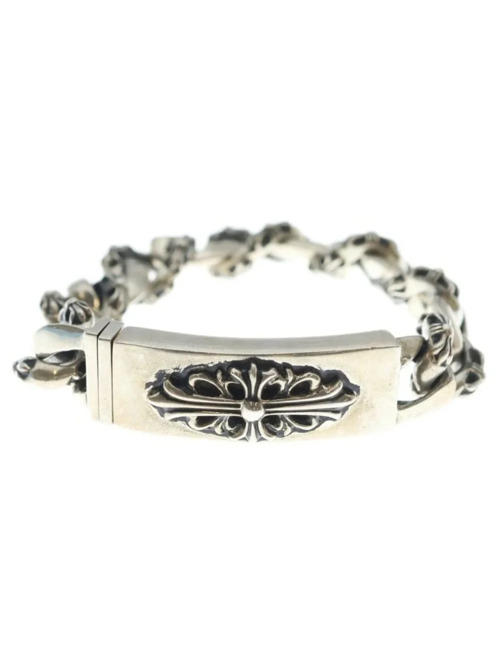 Chrome Hearts ID Floral Crs ID Fancy Link Bracelet Silver